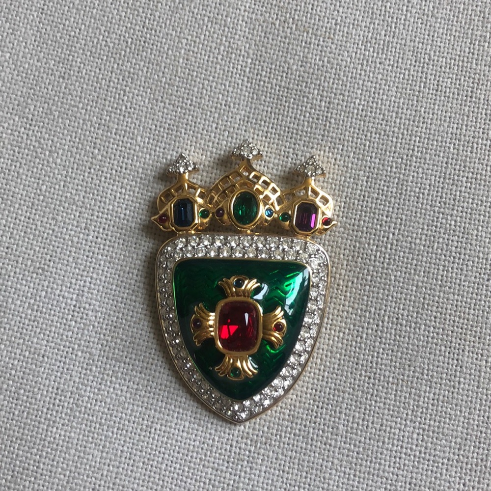 Swarovski Retired Crystal Pave Shield Brooch